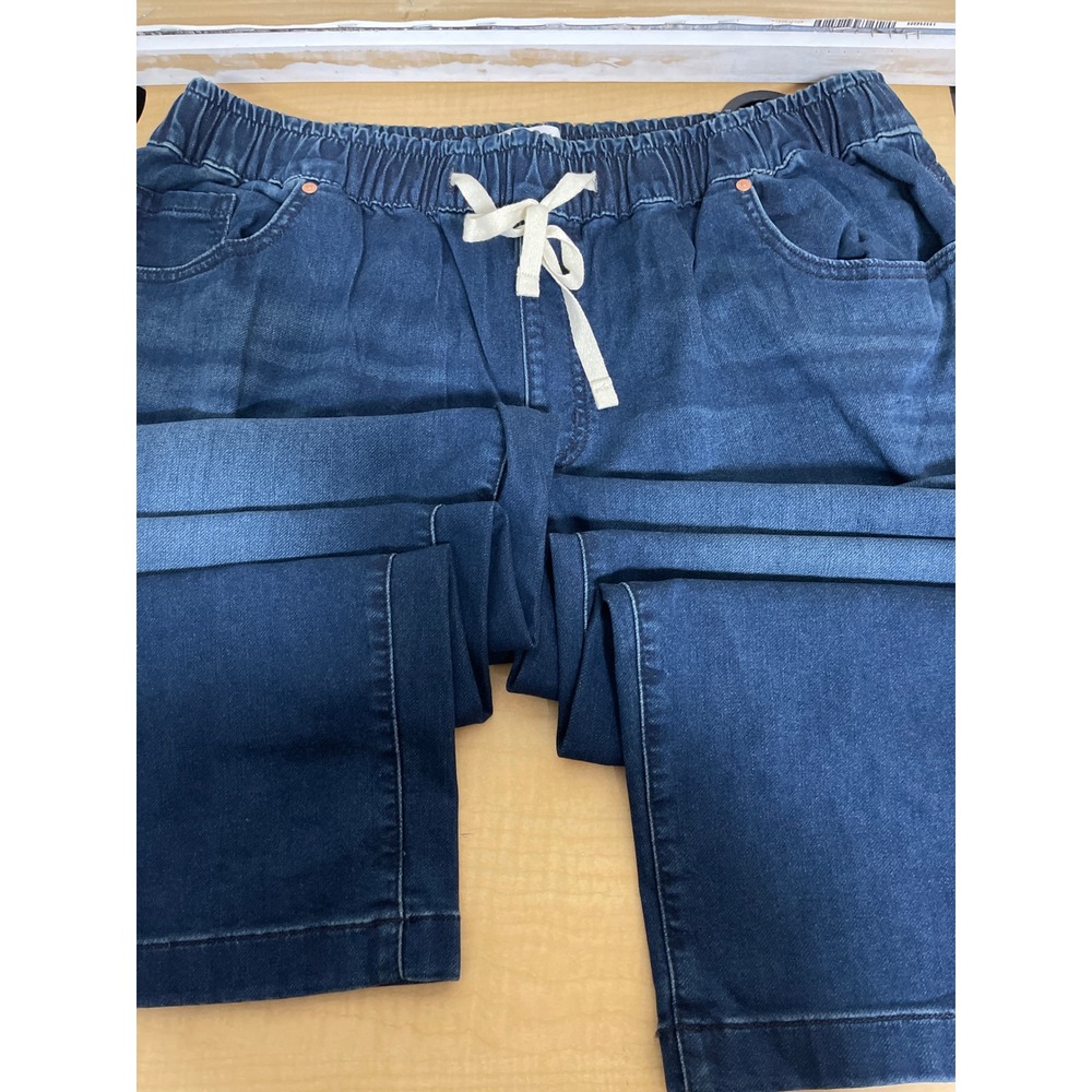 Lane Bryant Blue Denim Jogger Jeans Size 18 Elastic Waist Drawstring Dark Wash